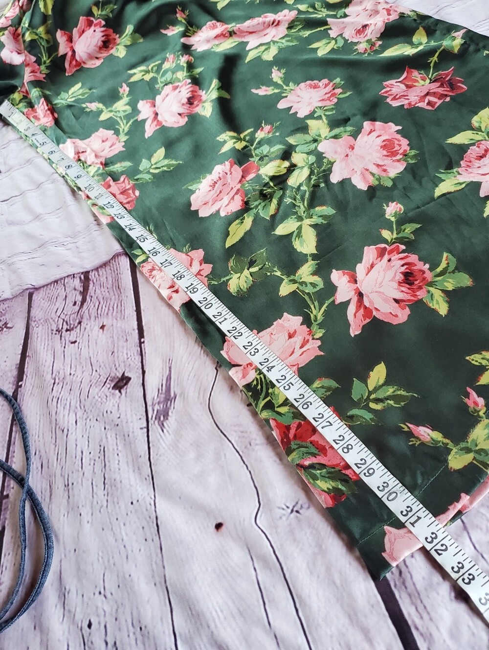 ASOS Design Curve Satin Te Jumpsuit Green Floral Wide-leg Lace-up Back Boho 18 - Picture 16 of 16